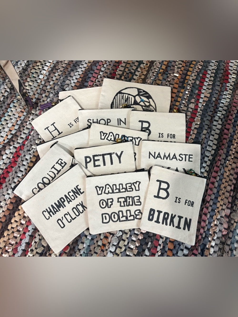 Lot of 13 Small Printed Canvas Cosmetic & Zipper Pouches – Boho/Artisan Style!